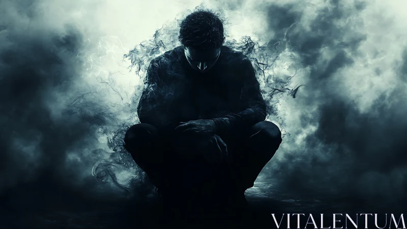 Quiet storm of thought in swirling midnight shadows.