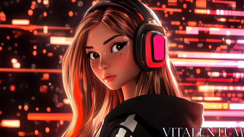 Cyber-lit gamer portrait unites neon rim light and soft shading