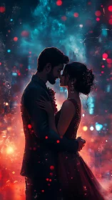 Two Hearts Glowing in Cosmic Love's Embrace.