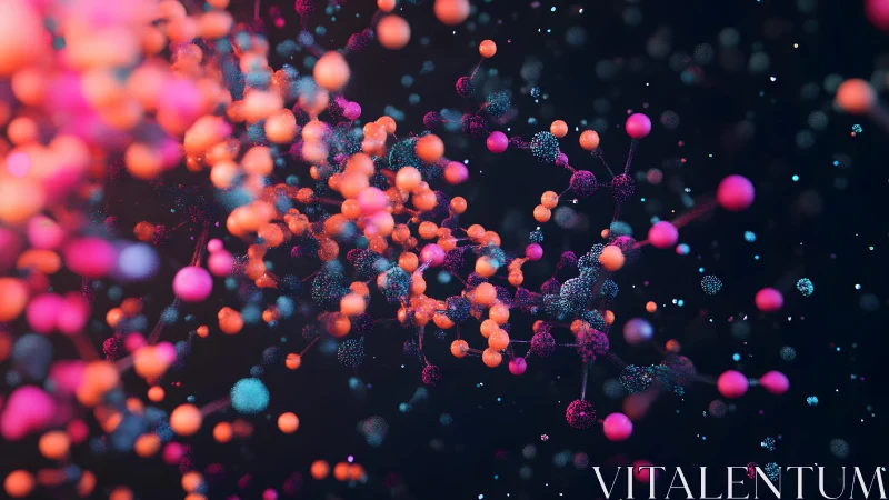 Vibrant Molecular Structure in Digital Abstract Art Style.