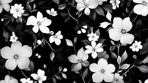 Monochromatic Floral Composition with Organic Line Work.