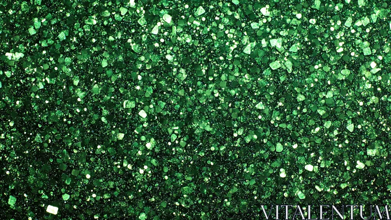 Emerald glitter texture catches reflective studio light.