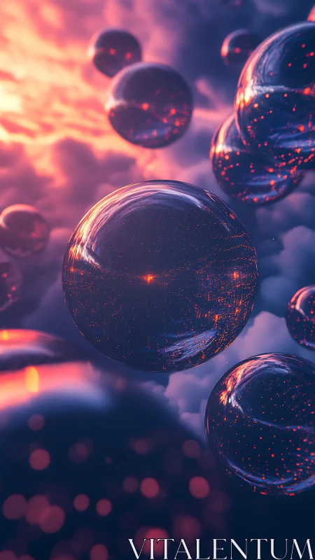 Volumetric glass spheres with embedded luminescent particles.