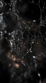 Gleaming shadowweb lattice in a hush of liquid darkness.