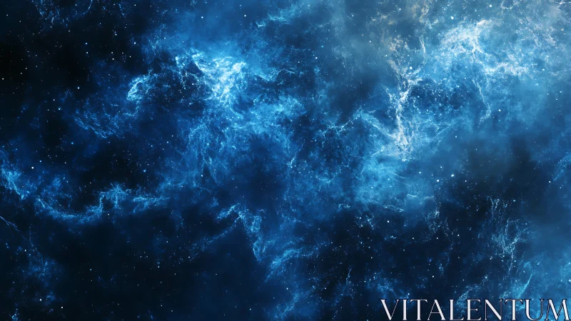 Turbulent blue nebular cloudscape with particulate starfield.