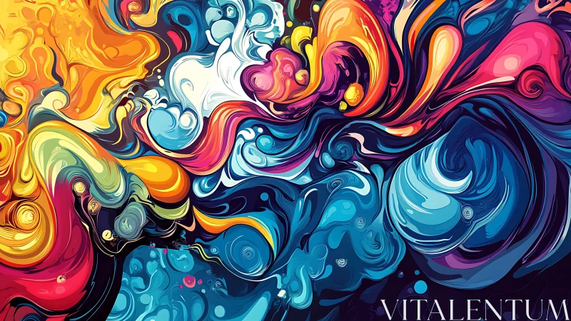 Curved multicolor swirls form continuous abstract digital field