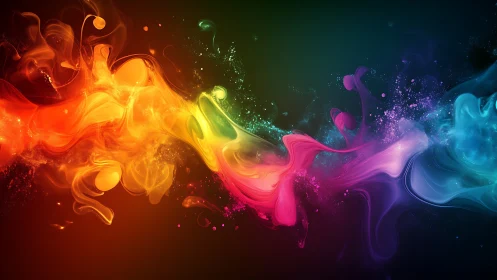 Dancing ribbons of rainbow light in a swirling dreamscape.