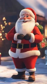 Cartoon Santa character rendered with soft 3D lighting and fur detail