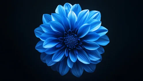 Blue Dahlia Blooms Against Midnight Canvas