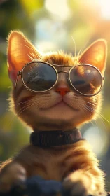 Cool Cat Wearing Sunglasses in Warm Sunlight.
