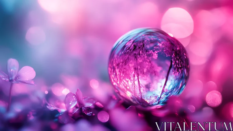 Glass blossom planet cradles a tiny neon enchanted forest