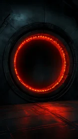 Crimson portal core humming in a dark industrial chamber.