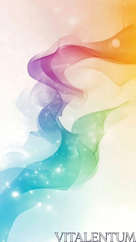 Color-tide ribbons swirl upward through quiet cosmic mist