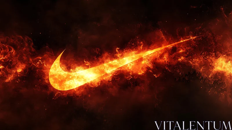 Nike Swoosh Ignites Through Infernal Flames and Cosmic Chaos.