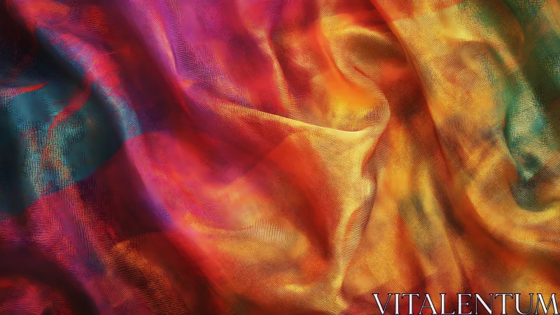 Shimmering chromatic fabric folds in radiant abstract motion.