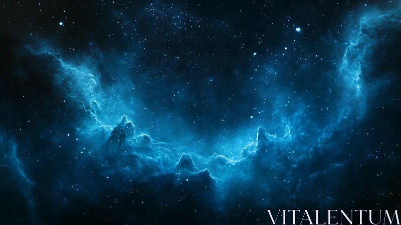 Blue nebula glow carves a luminous path through deep space