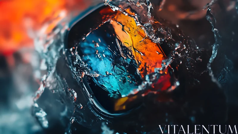 Hydrophobic smartphone impact with chromatic refraction field.