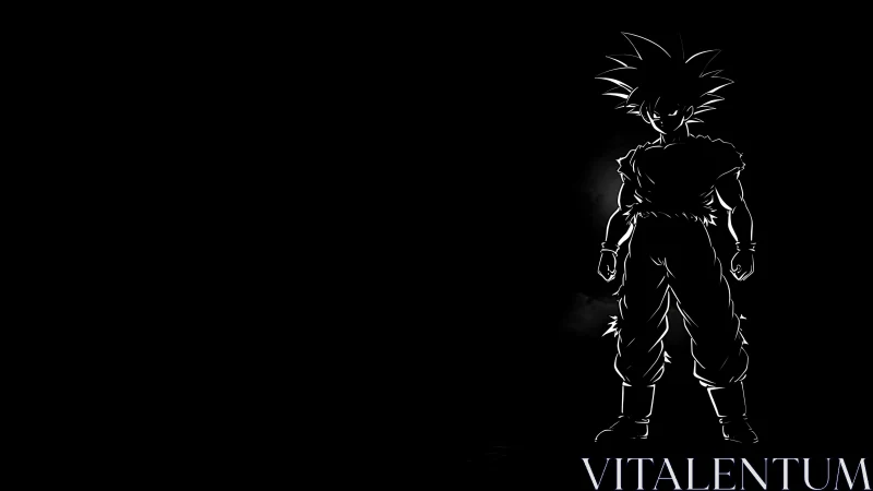 High contrast anime warrior silhouette on black negative space