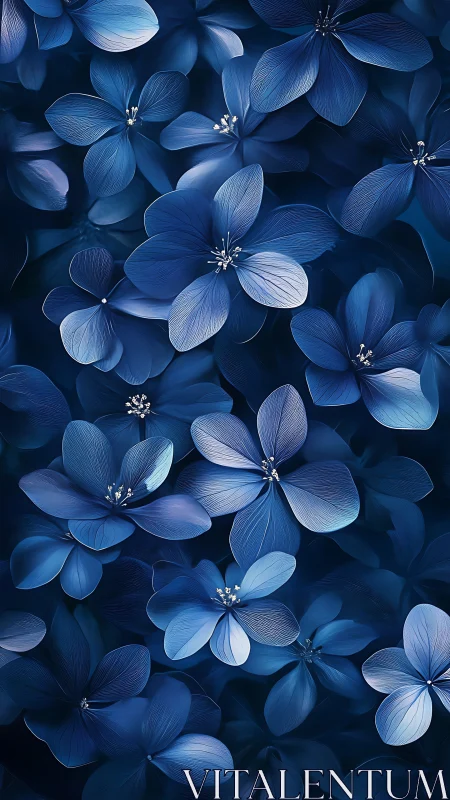 Deep Blue Florals in Monochromatic Harmony.