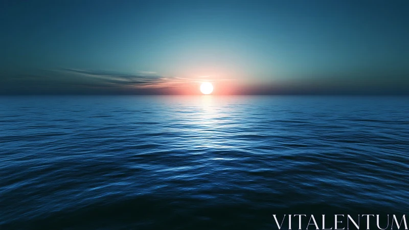 Serene ocean horizon under radiant minimalist sunset glow.