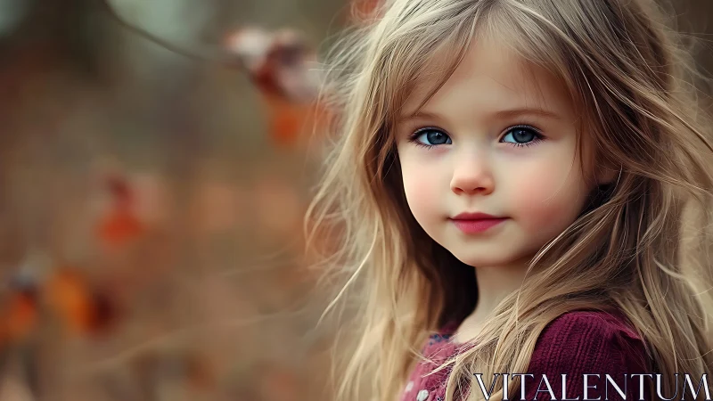 Young Girl with Long Blonde Hair in Purple Clothing