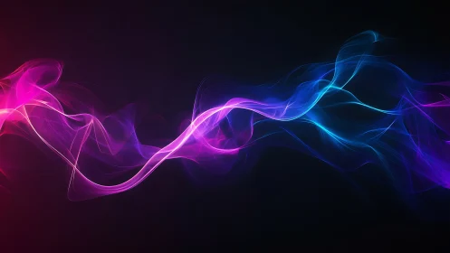 Neon energy waves flow across dark gradient digital space