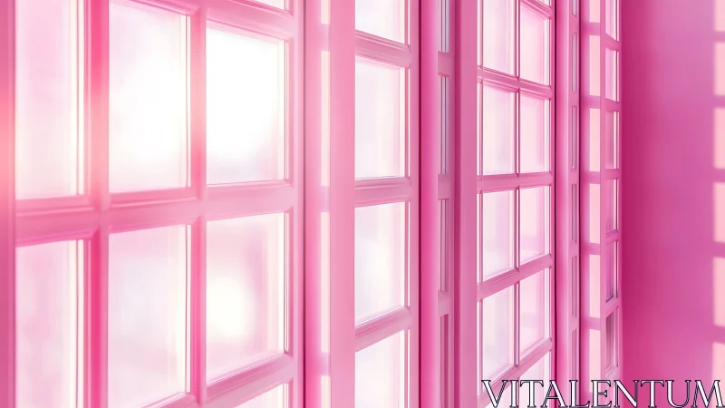 Monochrome pink window grid with diffuse luminous backlight.