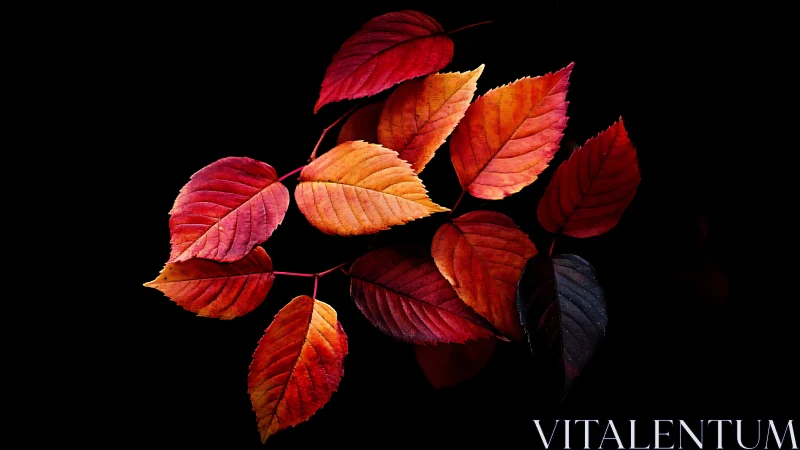 Glowing autumn leaves gathered in a cozy dark embrace.