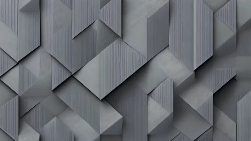 Geometric gray 3D wall surface shows layered angular panels