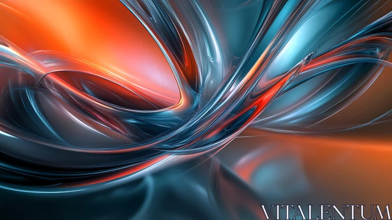 Dynamic abstract 3D shapes in vivid orange and blue tones, digital art.