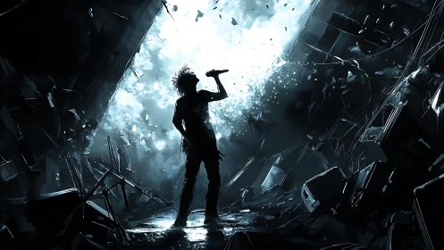 Rogue singer ignites a collapsing digital nightscape.