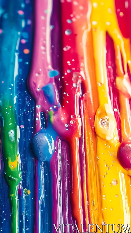 Rainbow paint rivers dripping in joyful glossy color play.