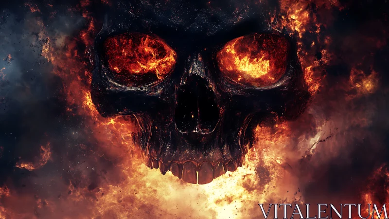 Hellfire skull grins while galaxies of flame swirl inward