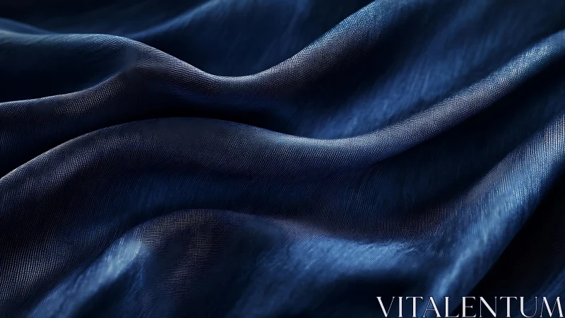 Elegant Deep Blue Silk Fabric Close-Up in Soft Lighting.