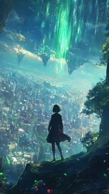 City cliff dreamer studies emerald skies and falling light