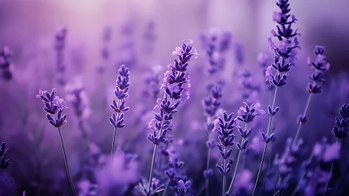 Purple lavender flowers photographed with shallow depth of field