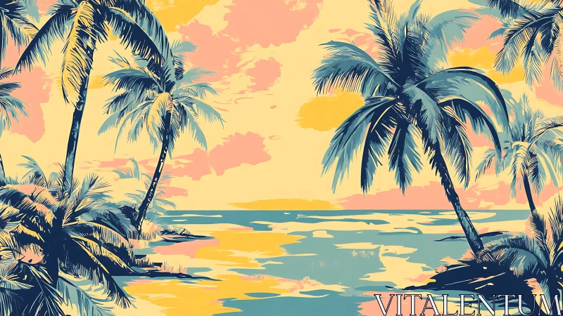 Golden Hour Paradise Where Palm Trees Meet Serene Waters