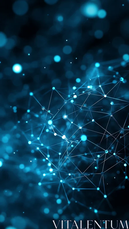 Glowing blue network of light linking a dreamy digital web.