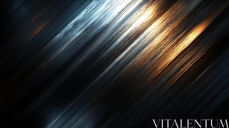 Abstract streaked metallic surface with blue and golden highlights.