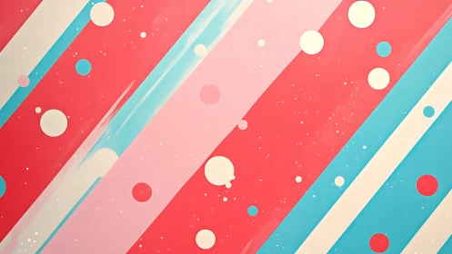 Diagonal pastel stripes and circles create lively retro motion