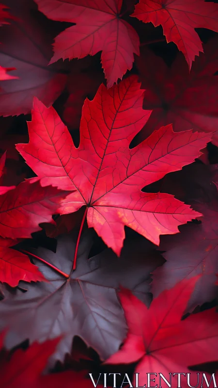 Red maple leaves overlapping in close-up arrangement.