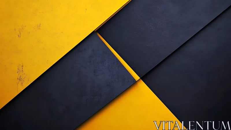 Geometric yellow and charcoal panels with textured surfaces.