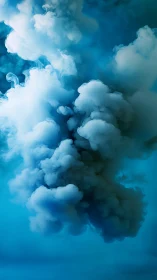 Blue underwater ink cloud forming soft billowing plumes.