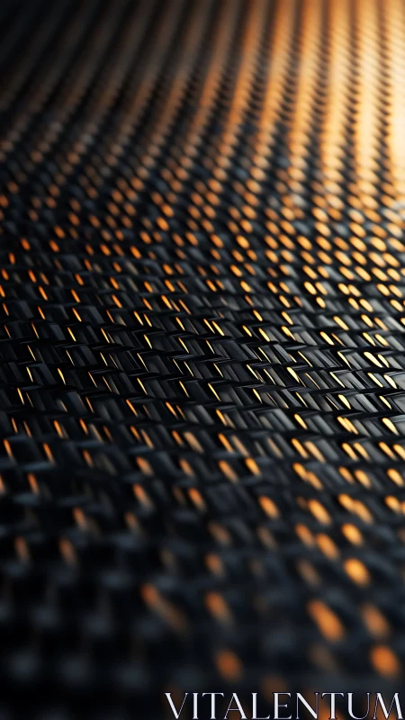 Curved array of metallic tiles with linear orange highlights.