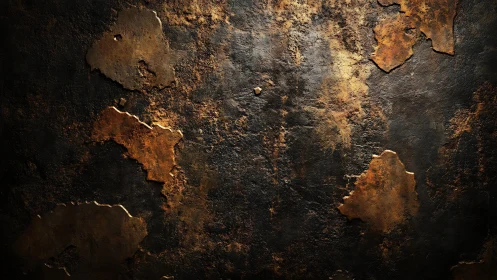 Corroded metal surface with peeling rust patches in view.