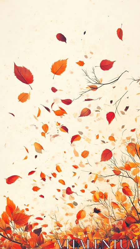 Autumn leaves whirl upward in a bright whispering sky.