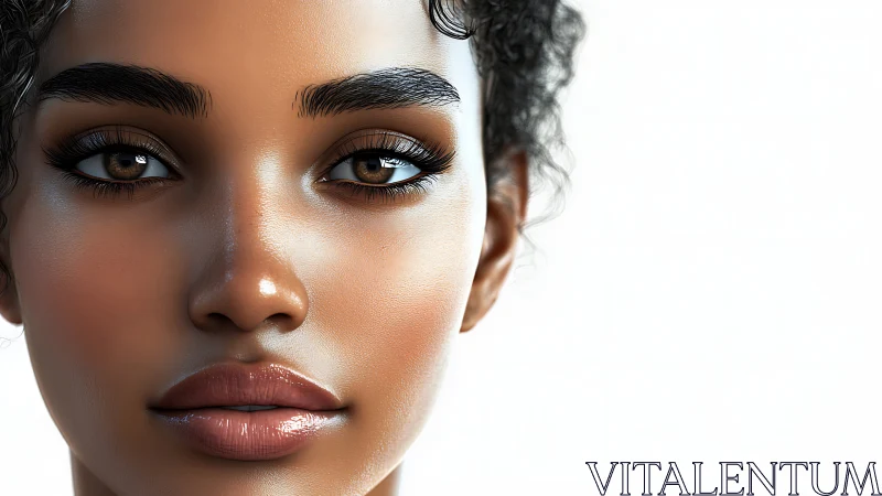 Digital close-up portrait shows detailed female face rendering