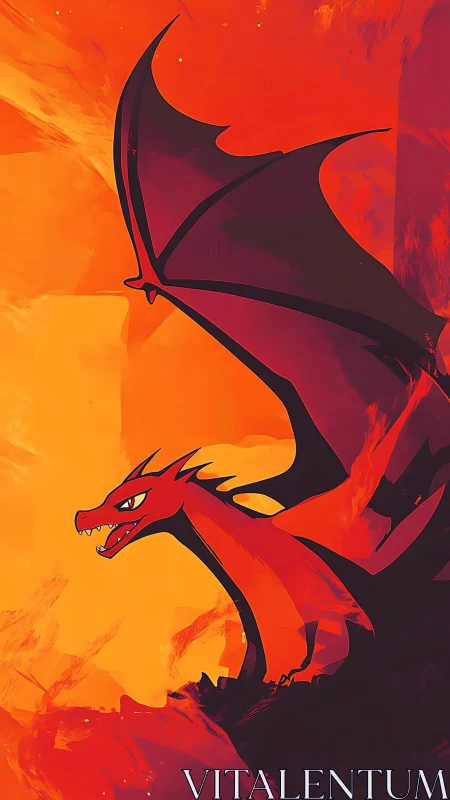 Ember-winged dragon erupts from a storm of molten sky.