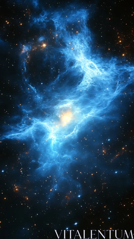Stellar nebula plume in luminous blue ionized gas field.