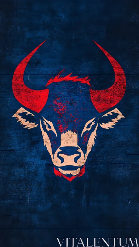 Bold red bull emblem stands out on textured navy backdrop.